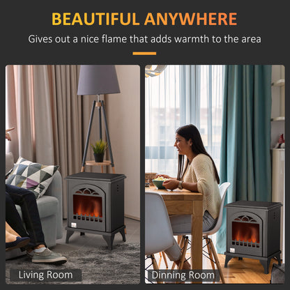 HOMCOM Free Standing Ethanol Fireplace, Bioethanol Heater Stove Fire with 0.9L Tank, 3 Hours Burning Time, Black