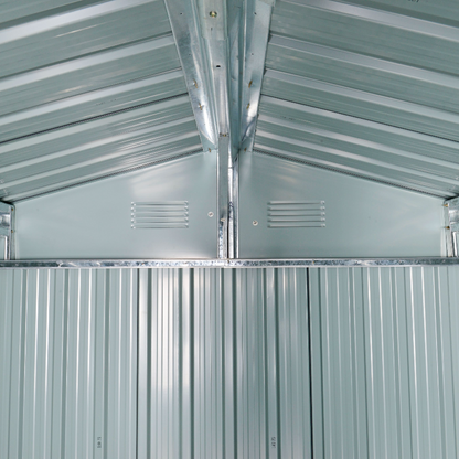 Outsunny 8 x 6ft Galvanised Steel Shed, with Double Door - Light Grey