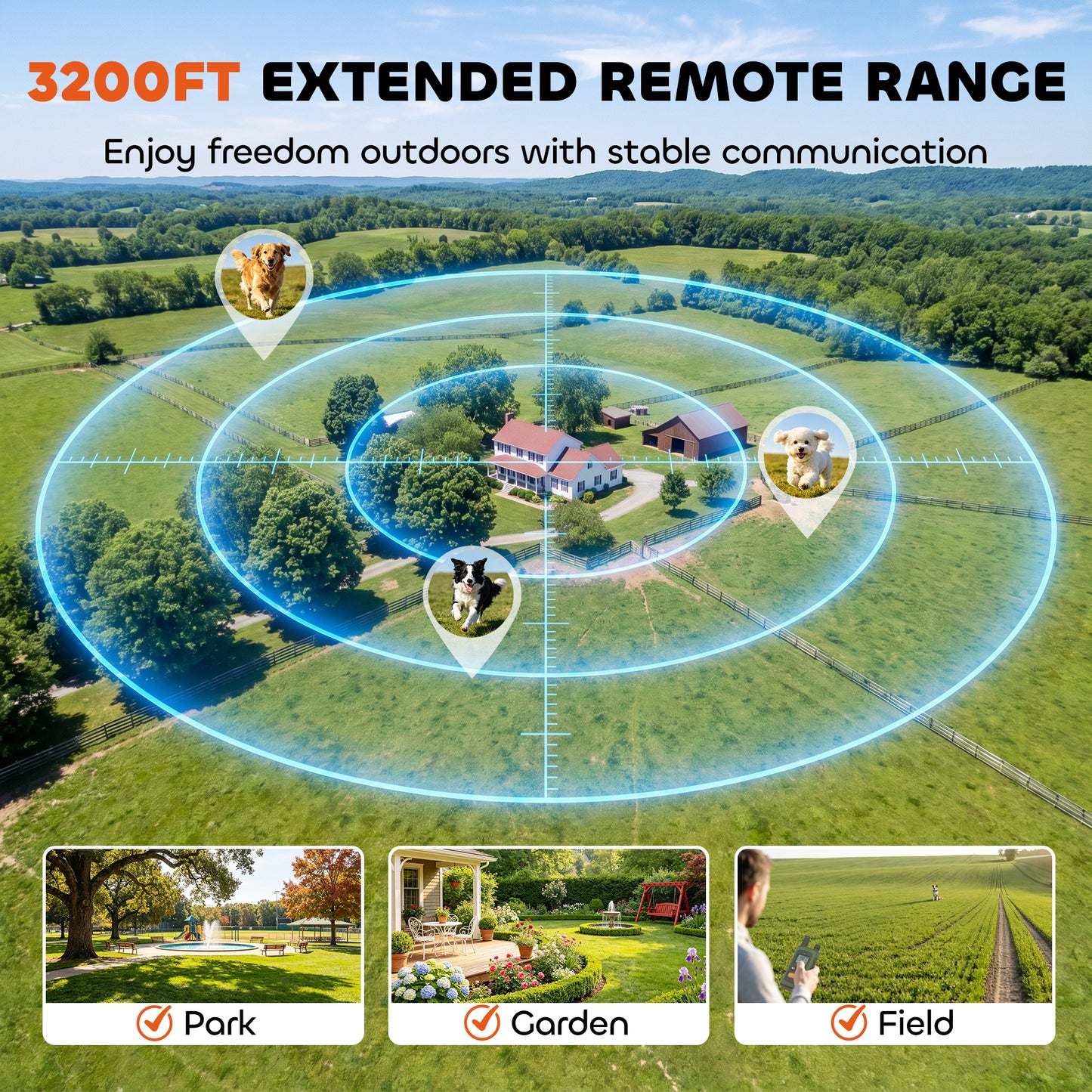 PawHut Dog Training Collar with 3200Ft Remote Range, Anti Barking Device with 3 Modes, IPX7 Waterproof, Rechargeable