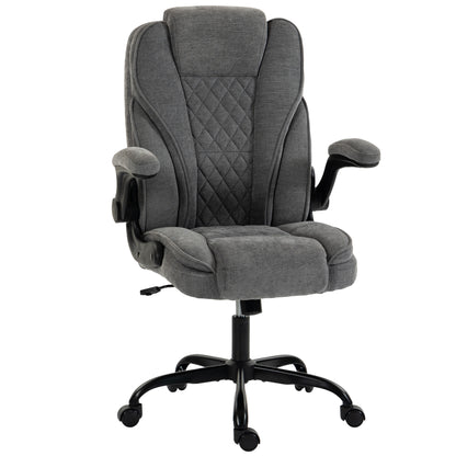 HOMCOM Office Chair, Ergonomic Desk Chair with Flip-up Armrest, Pocket Springs, Swivel Wheels, Adjustable Height, Grey