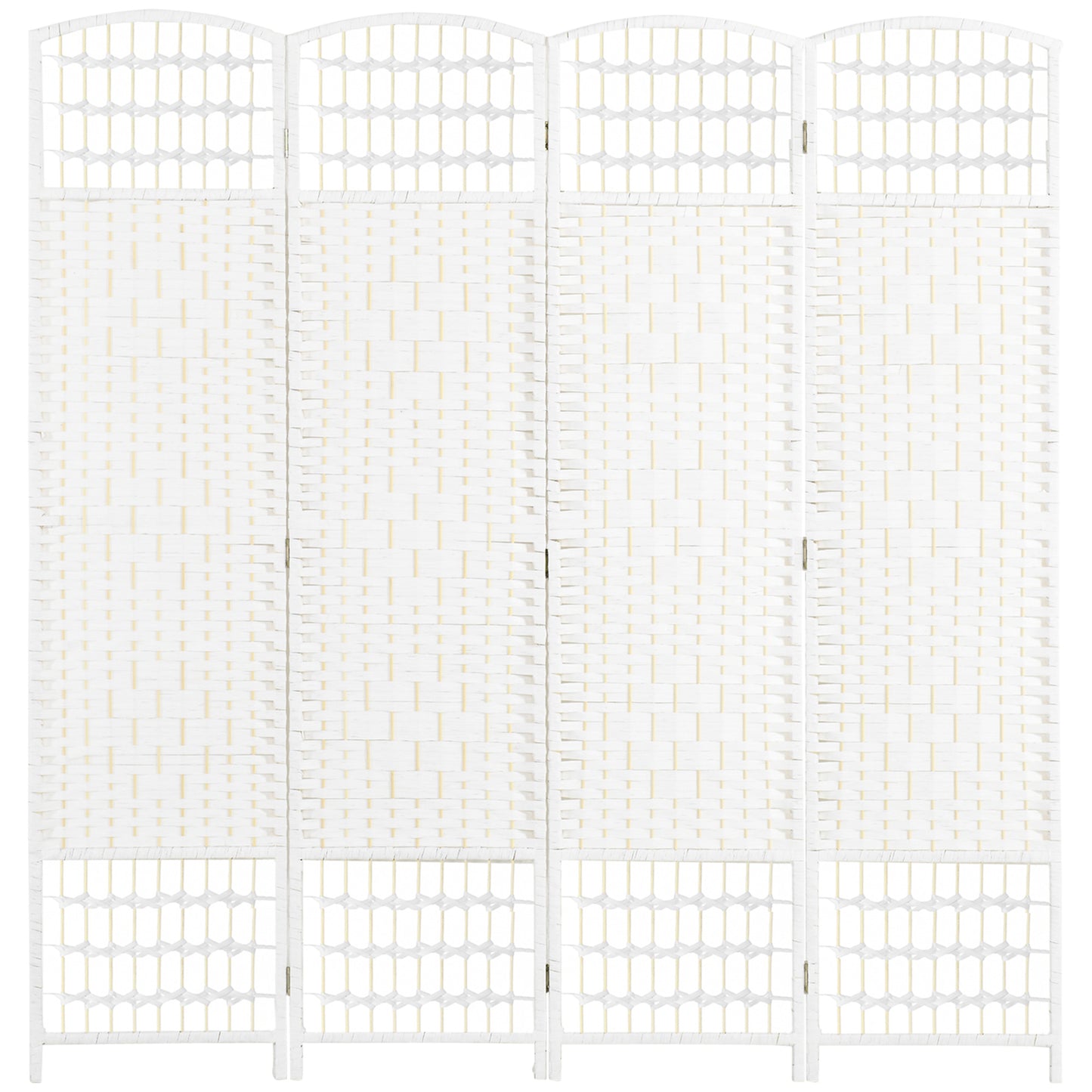 HOMCOM 4 Panel Folding Room Divider, Privacy Screen, Paravent Partition Separator for Living Room, Bedroom, White