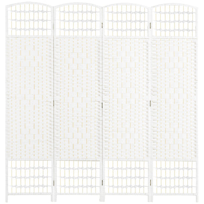 HOMCOM 4 Panel Folding Room Divider, Privacy Screen, Paravent Partition Separator for Living Room, Bedroom, White