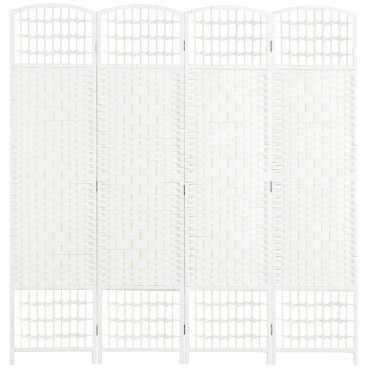 HOMCOM 4 Panel Folding Room Divider, Privacy Screen, Paravent Partition Separator for Living Room, Bedroom, White
