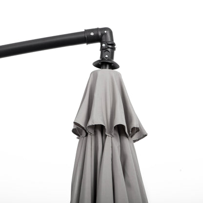 Outsunny 3(m) Cantilever Umbrella 18 Ribs & Vents Adjustable Angle for Patio Light Grey