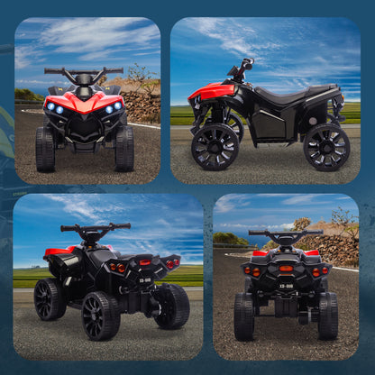 AIYAPLAY 6V Kids ATV, 4 Wheeler Electric Ride on Car with Music and LED Headlights, for Ages 3-6 Years Boys and Girls, Red
