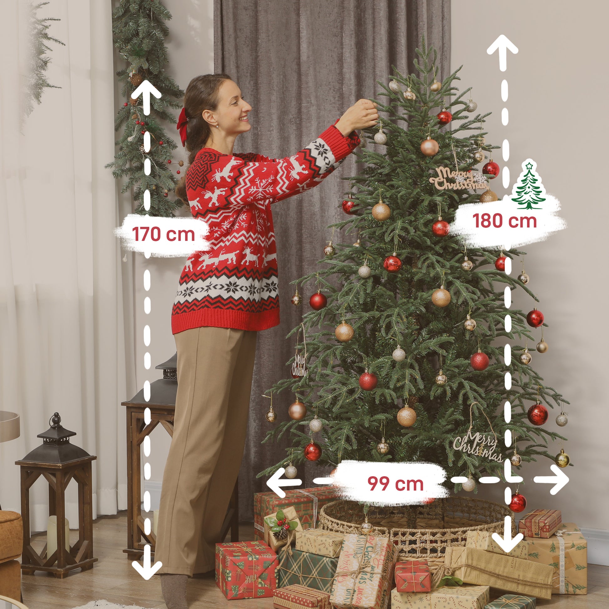 HOMCOM 6 ft Full Spruce Christmas Tree with Realistic Dense Tips, Easy Assembly - Green-Artificial Trees-ChewyGames-ChewyGames