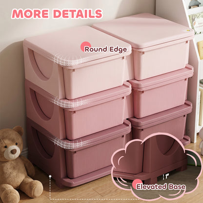 HOMCOM Kids Storage Unit, with Six Drawers - Pink
