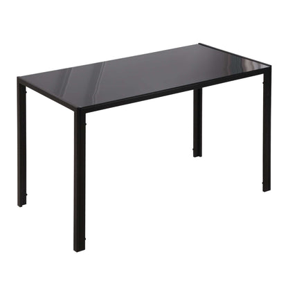 HOMCOM 120cm Dining Table, Rectangle 4 Seater Kitchen Table with Tempered Glass Top and Metal Legs for Dining Room, Living Room (Chairs Not Included), Black
