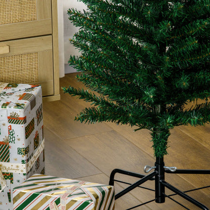 HOMCOM 6' Artificial Prelit Christmas Trees Holiday Décor with Colourful LED Lights, Pencil Shape, Steel Base
