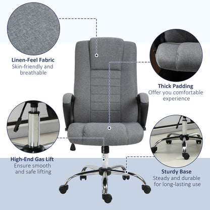 Vinsetto Linen-Look Swivel Office Chair - Dark Grey