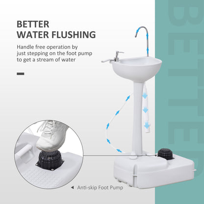 Outsunny Camping Sink, 17L Portable Hand Wash Station with Towel Holder, Soap Dispenser and Rolling Wheels, Outdoor Sink for Events, Gatherings, Worksite