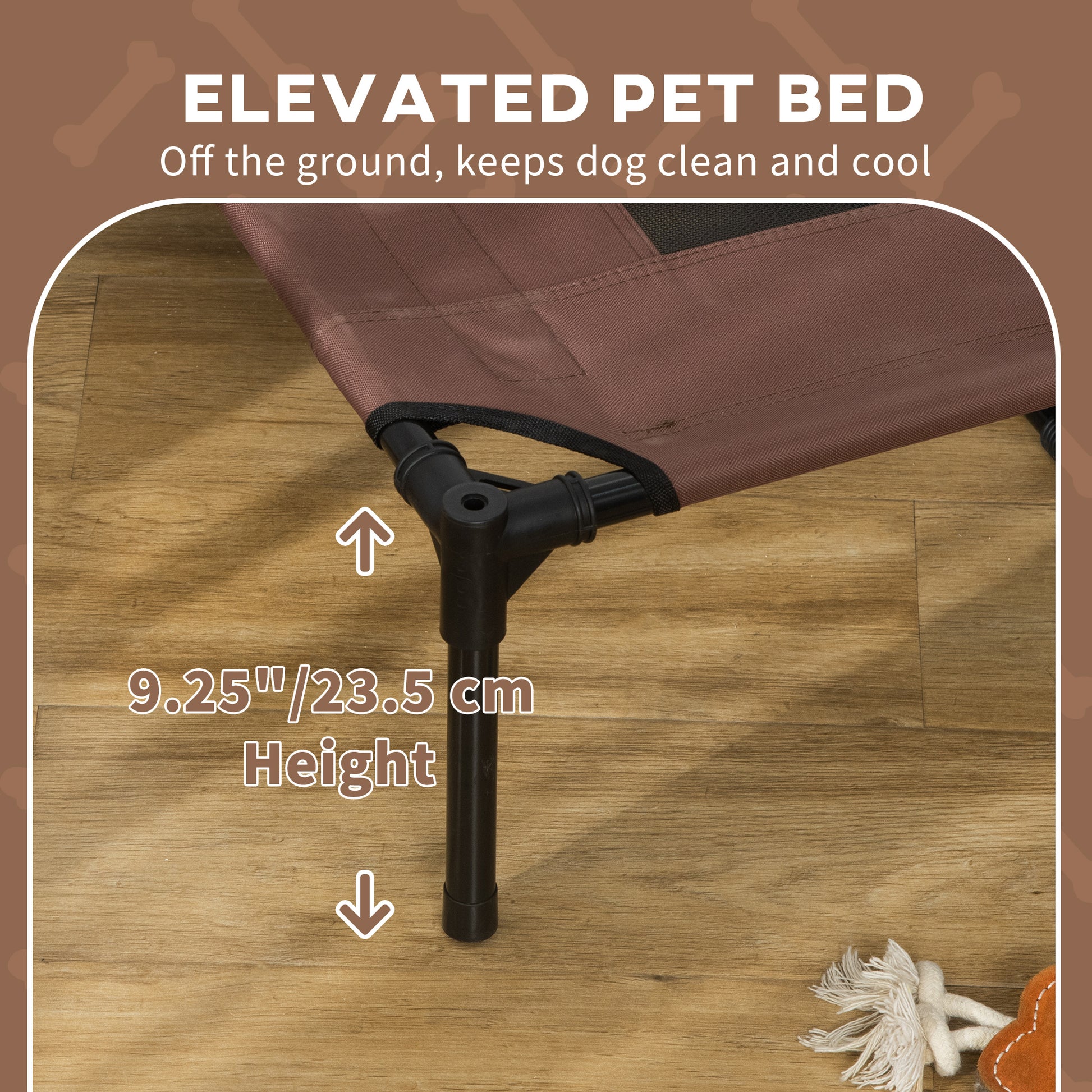 PawHut Outdoor Dog Bed with Removable Canopy, Portable Raised Dog Bed for Camping, Garden & Beach, Water-Resistant UV-Protection Mesh Pet Cot Sun Lounger, for XL Pets, 122 x 92 x 108 cm, Brown--ChewyGames-ChewyGames
