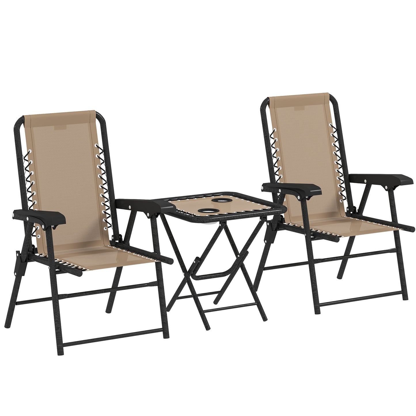Outsunny Three-Piece Garden Table and Chair Set - Khaki--ChewyGames-ChewyGames