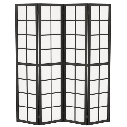 HOMCOM 4 Panel Folding Room Divider, Freestanding Room Separator, Indoor Privacy Screen for Living Room, Bedroom, Black