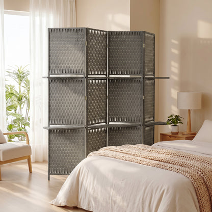HOMCOM Wave Fibre Freestanding Folding Privacy Screen Panels, Room Divider, Grey
