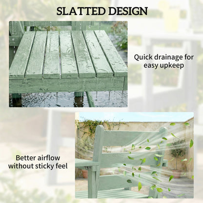 Outsunny Outdoor Garden Loveseat, Embossed Wooden Jack and Jill Garden Seat with Integrated Table, Green--ChewyGames-ChewyGames