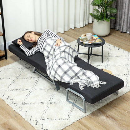 HOMCOM Single Sofa Bed, 3-in-1 Convertible Folding Chair Bed with Adjustable Backrest, Removable Armrests, Black
