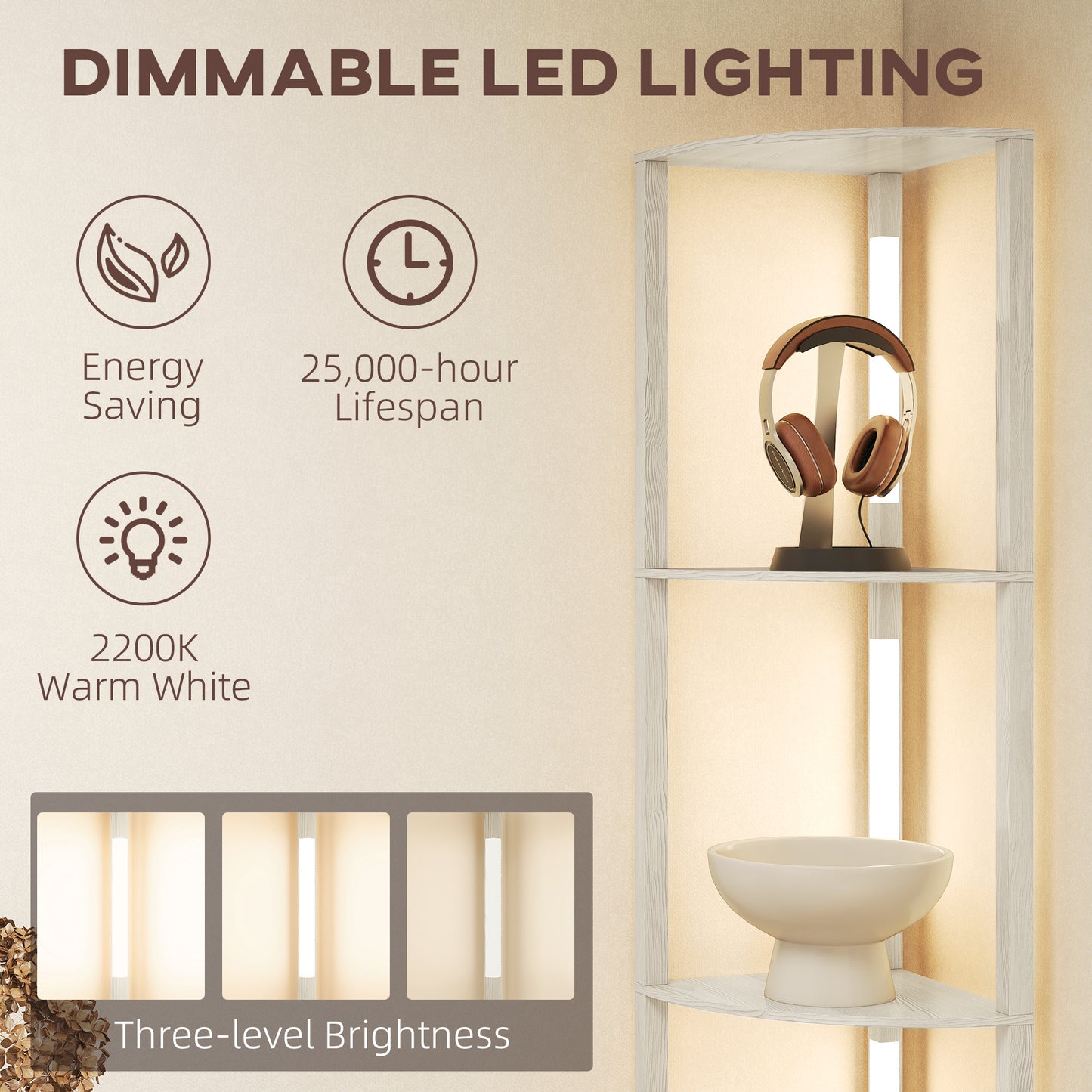 HOMCOM 4-Tier Corner Floor Lamp