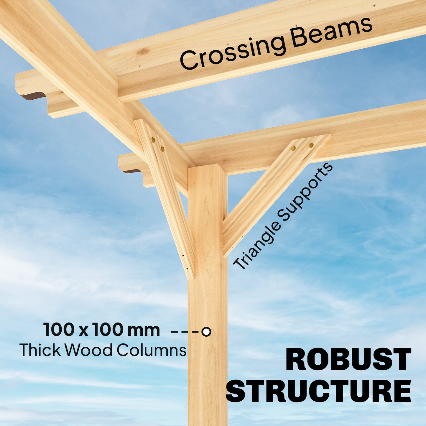 Outsunny 3 x 3 m Wooden Pergola Kit, Garden Pergola Gazebo Arch with Trellis for Climbing Vines, Flowers, Nature Wood Finish