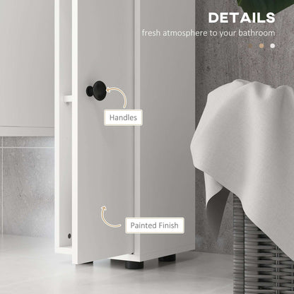 kleankin 180cm Slim Bathroom Cabinet with 9-layered Independent Storage for Family-friendly Storage  - White