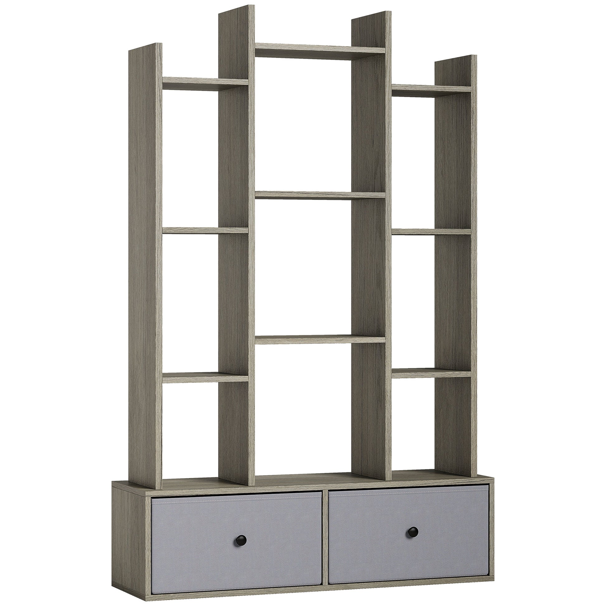 HOMCOM 12 Shelf Storage Unit, with Drawers - Graphite Wood Effect--ChewyGames-ChewyGames