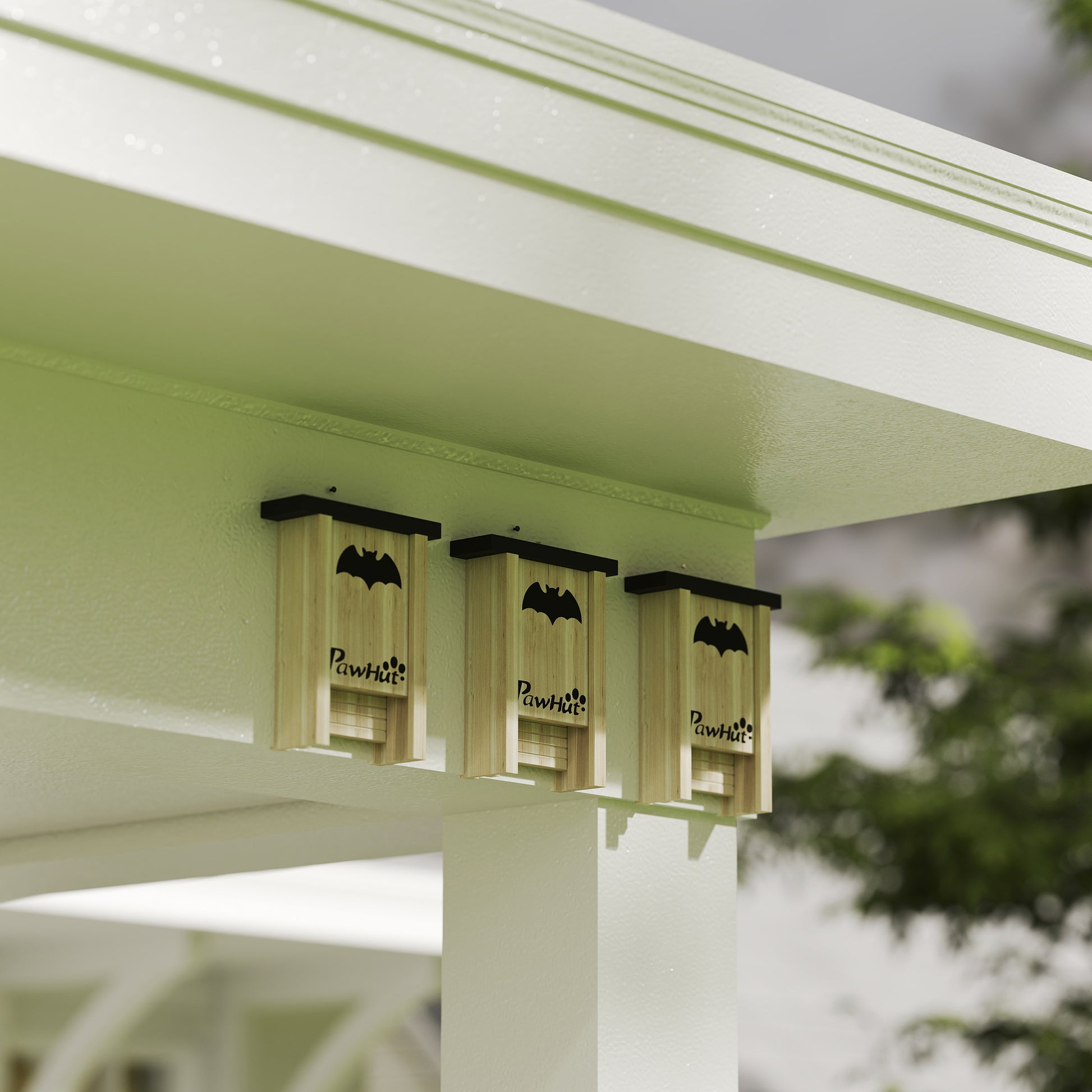 PawHut 3PCs Wooden Bat Boxes, Bat Houses Designed to Attract Bats & Easy to Hang for Outdoor, Garden, Farm, 18 x 6 x 22.5 cm--ChewyGames-ChewyGames