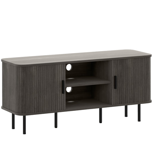 HOMCOM TV Stand Cabinet for TVs up to 55 Inches, TV Unit with Storage Shelves and Cupboard for Living Room, Grey