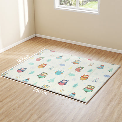 AIYAPLAY Foldable Baby Plat Mat Double Sided, Kids Floor Mat for Crawling, 200L x 150W cm, Car track and Owl Theme-Play Mats-ChewyGames-ChewyGames