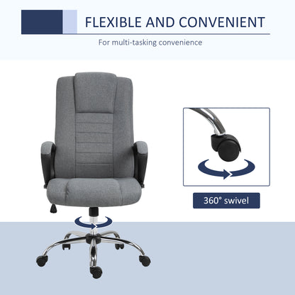 Vinsetto Linen-Look Swivel Office Chair - Dark Grey