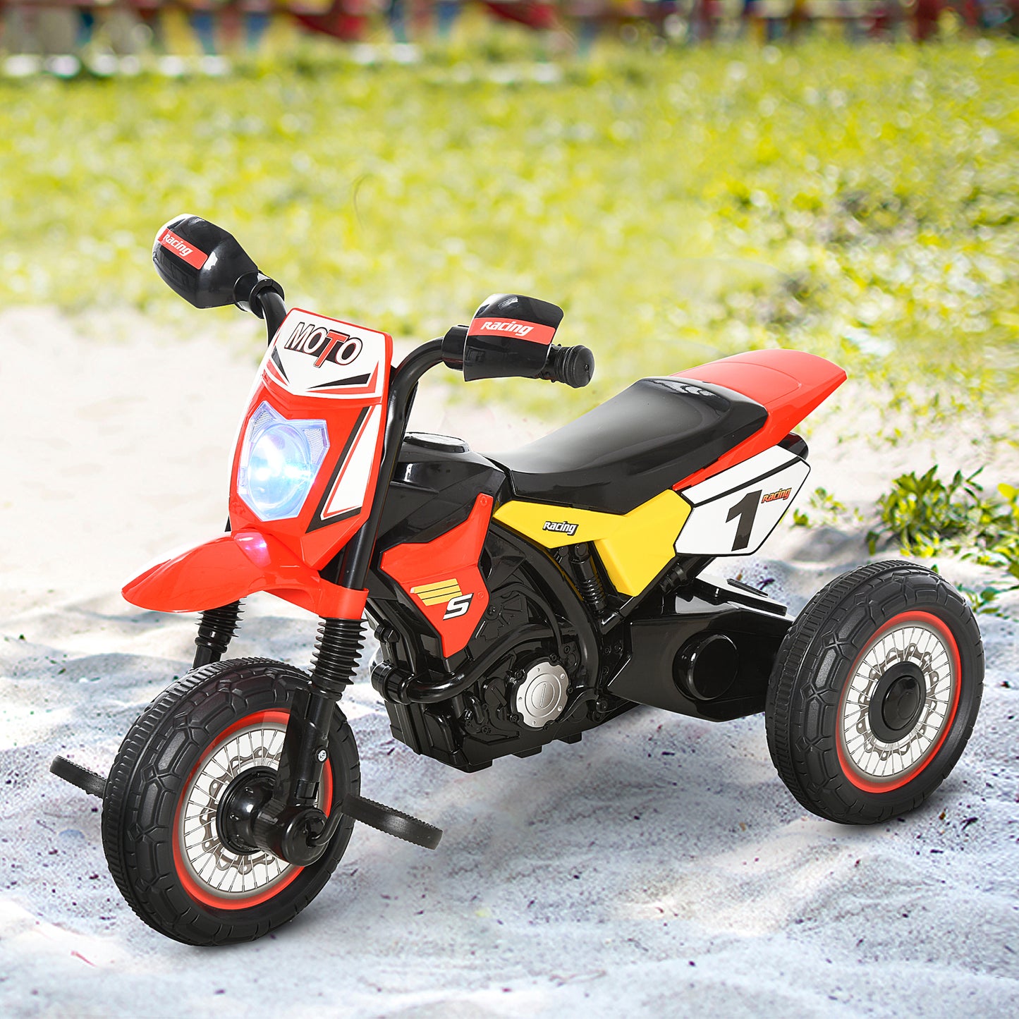 HOMCOM Trike for Kids, Toddler Pedal Motorcycle, Kids Ride On Tricycle Early Learning w/ Music Lights Handlebar Stickers Exercise Boys Girls Gift for 18 - 36 Months Red