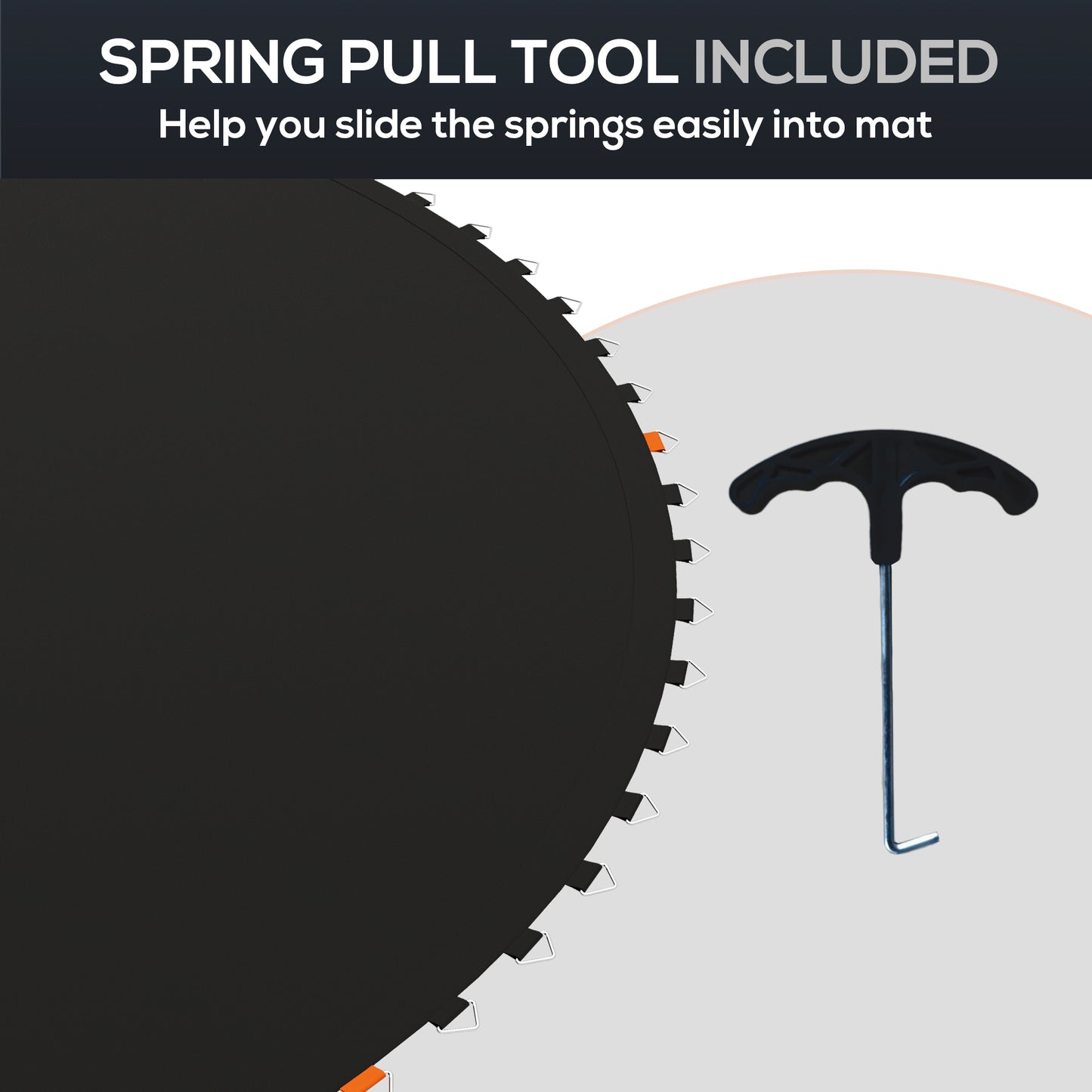 SPORTNOW Replacement Trampoline Mat with Spring Pull Tool, 72 V-Hooks, for 12ft Trampoline using 14cm Springs, Black