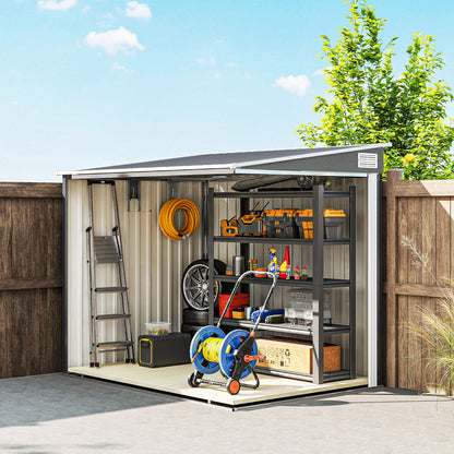 Outsunny 7 x 5ft Galvanised Metal Shed, with Sliding Door - Light Grey