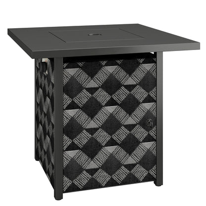 Outsunny Square Propane Gas Fire Pit Table,12 KW Firepit Outdoor Patio Heater with Glass Wind Guard, Lava Rocks, Gas Tank Holder