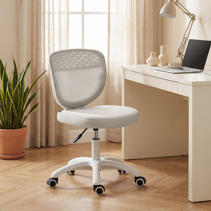 HOMCOM Office Chair, Armless Computer Desk Chair with Breathable Mesh, Adjustable Height, Swivel Wheels, Grey
