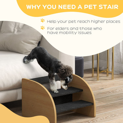 PawHut Dog Steps for Sofa and Bed, 3-Step Dog Stairs, Pet Stairs with Side Panels, Non-Slip Feet for Small Puppies