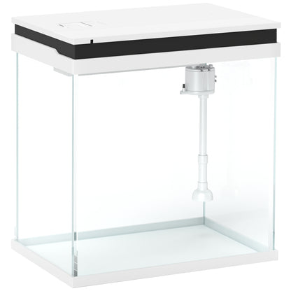 PawHut 14L Glass Fish Tank With Filter System, LED Lights, Water Pump, White
