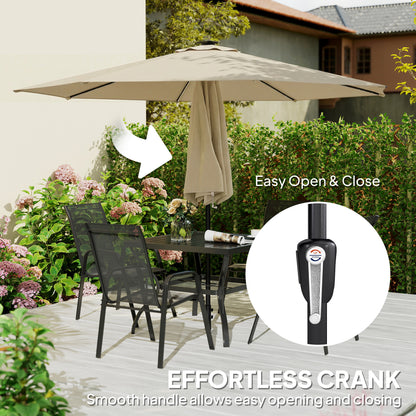 Outsunny 3 m Garden Parasol Umbrella with 112 Solar Powered LED Lights, Patio Umbrella with Crank Handle, Beige--ChewyGames-ChewyGames