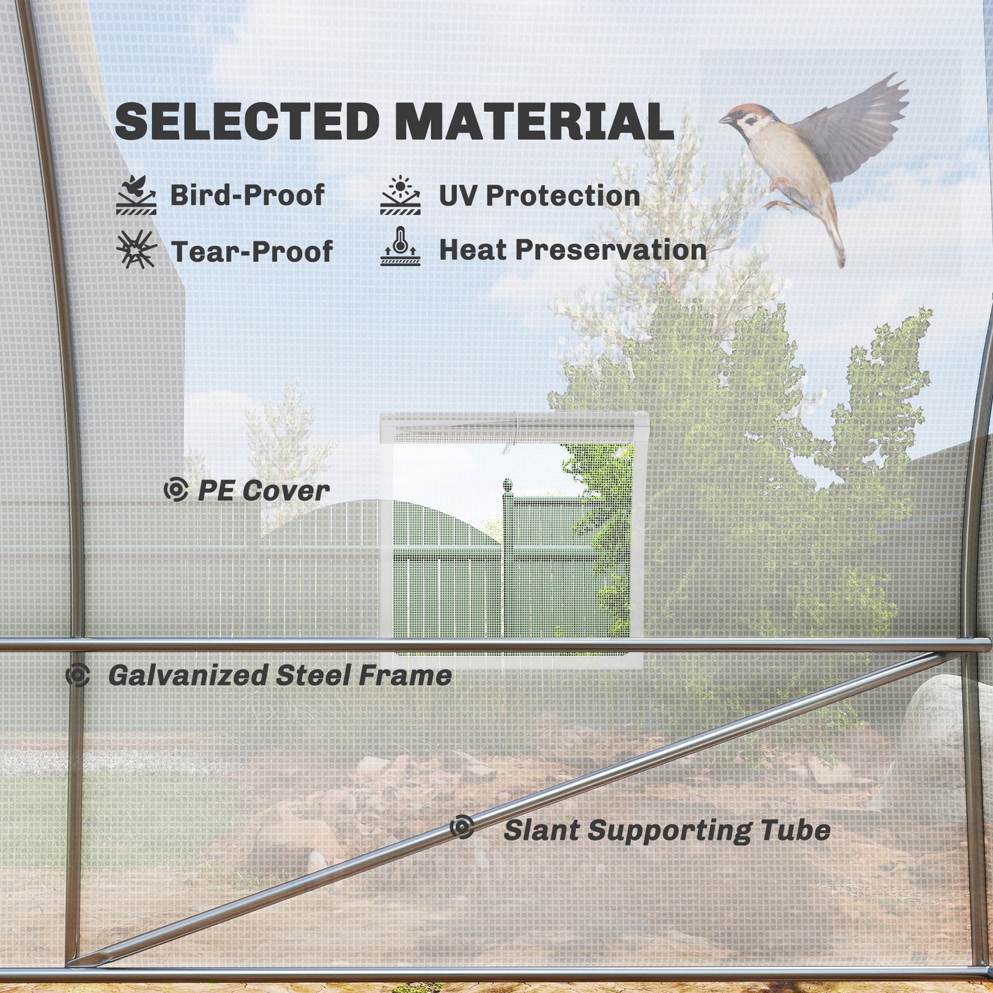 Outsunny Poly Tunnel for Garden, Walk-in Polytunnel with Door and Roll Up Windows, 6 x 3 x 2 m, White