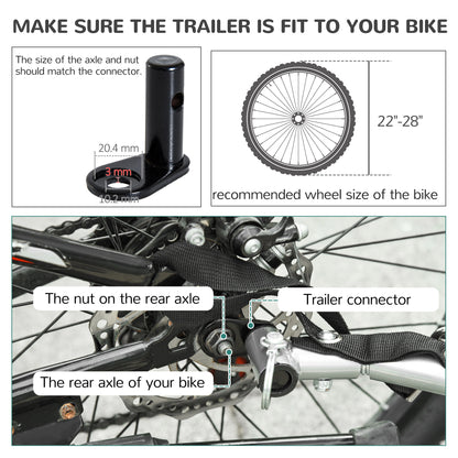 PawHut Steel Dog Bike Trailer Pet Cart Carrier for Bicycle Kit Water Resistant with Hitch Coupler Travel Black and Red