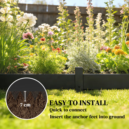 Outsunny 5pcs Garden Fence, Metal Picket Fence Panels, 102x15cm, Black