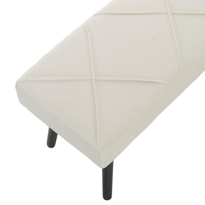 HOMCOM Upholstered Hallway Bench, End of Bed Bench with X-Shape Design and Steel Legs, Cream