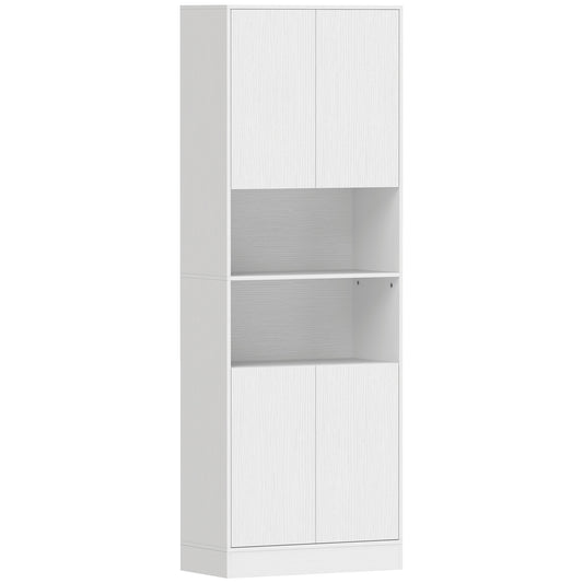 HOMCOM 170 cm Kitchen Pantry Cabinet, Freestanding Storage Cabinet with Soft-Close Hinges, White Wood Effect