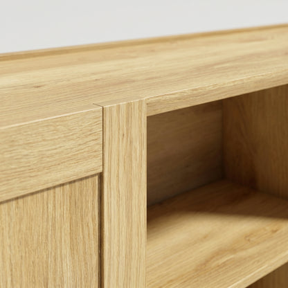HOMCOM Sideboard Buffet Cabinet, 133 cm Storage Cabinet with 2 Open Shelves, 2 Cupboards and Soft Close Doors, Natural