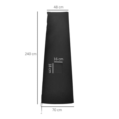 Outsunny Garden Parasol Cover, Waterproof Outdoor Cantilever Banana Umbrella Protector, 300D Oxford Fabric, 240 x 48/70 cm for 3 m Cantilever Parasol, Black