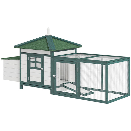 PawHut Chicken Coop, Small Animal Pet cage w/ Nesting Box, Wooden Outdoor Run, Green