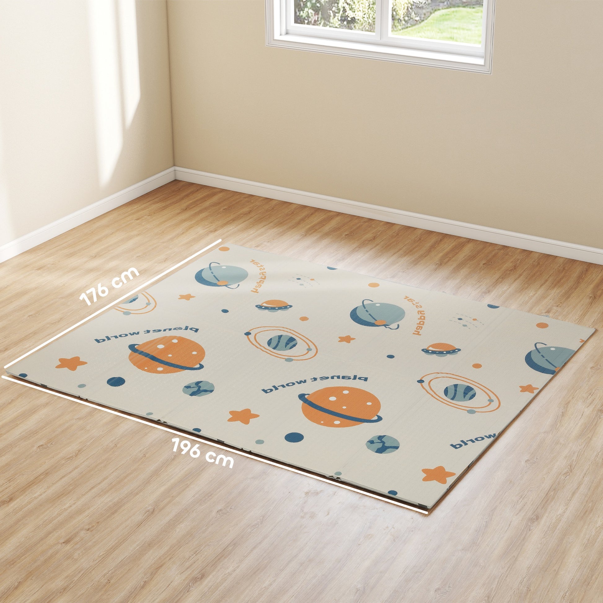 AIYAPLAY Baby Play Mat, Double Sideded Foldable Kids Crawling Mat, Reversible & Waterproof, Astronaut and Planet--ChewyGames-ChewyGames