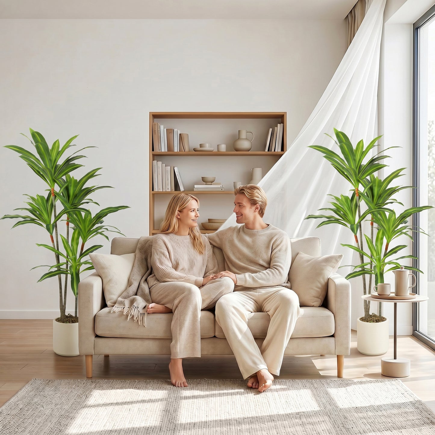 HOMCOM 150cm Lifelike Fake Tree, Artificial Dracaena Tree with Bendable Trunks, Green