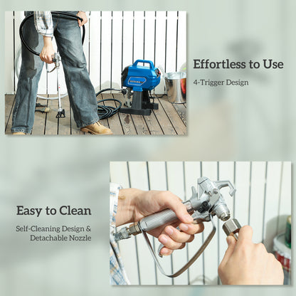 HOMCOM Airless Paint Sprayer, Thinning-Free Electric Paint Spray Gun for Walls, Fences & DIY Projects, Dark Blue-Airless Sprayers-ChewyGames-ChewyGames