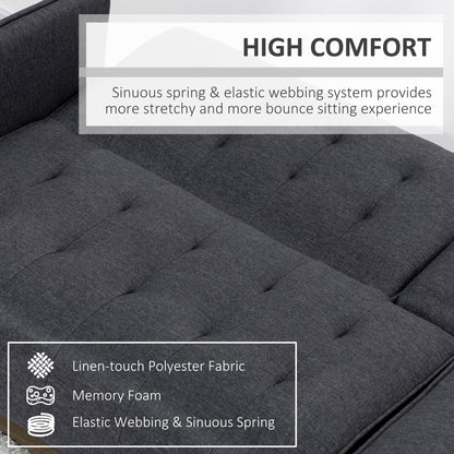 HOMCOM Three-Seater Sofa Bed, with Cupholders - Grey