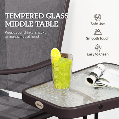 Outsunny Gliding Jack and Jill Seat, with Glass-Top Table - Brown/Grey